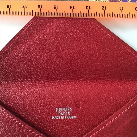 **SOLD**. Hermes Red chevre envelope card case - Picture 5 of 5